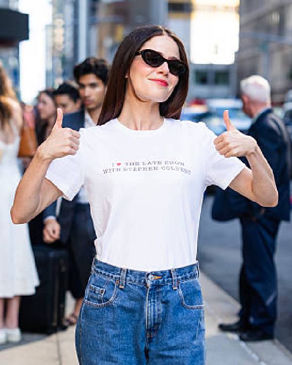 Molly Gordon NYC White T-Shirt Clanton Jacket