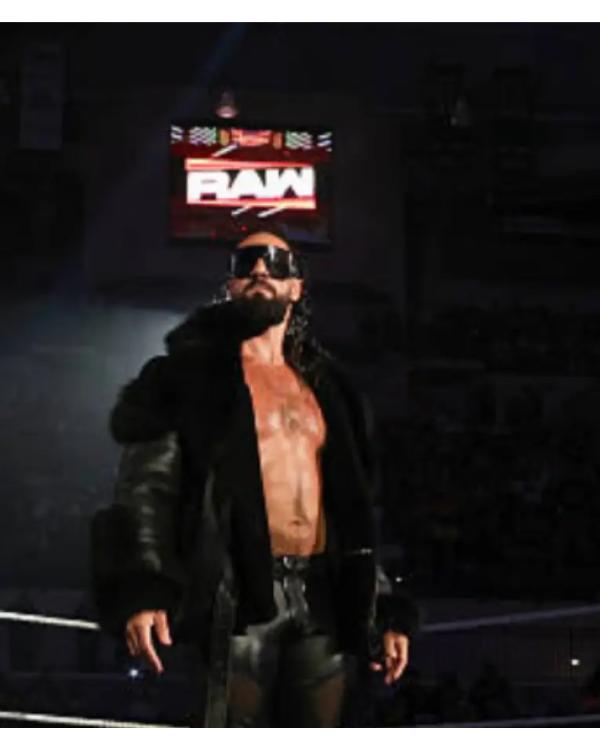 Seth Rollins Monday Night RAW Black Leather Fur Jacket Clanton Jacket