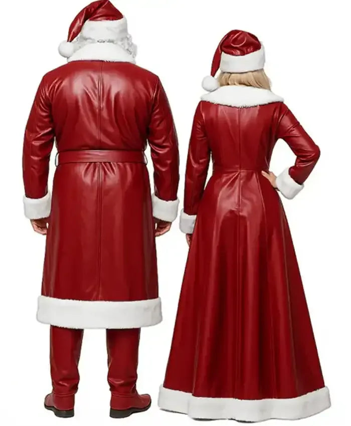 Mr and Mrs Santa Claus Red Leather Costume