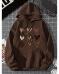 Multi Hearts Brown Hoodie