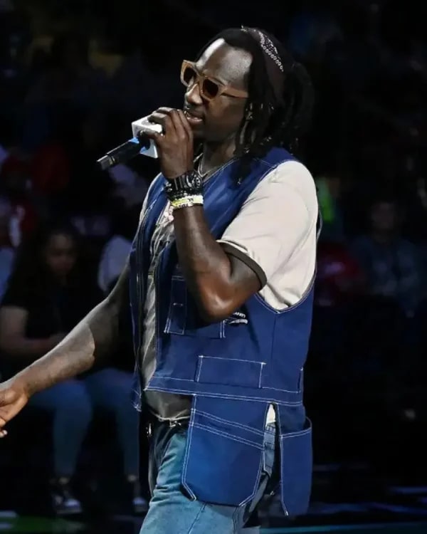 Mykko Montana Halftime Performance 2025 Blue Vest Clanton Jacket