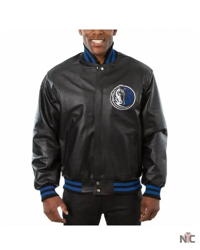 NBA Dallas Mavericks Jeff Hamilton Black Leather Jacket Clanton Jacket