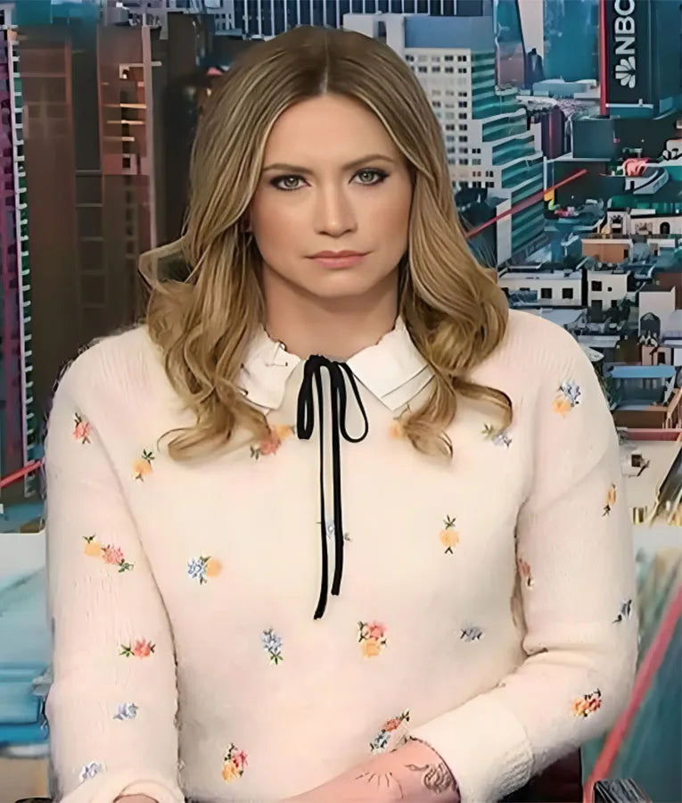 NBC News Daily Ellison Barber White Floral Sweater