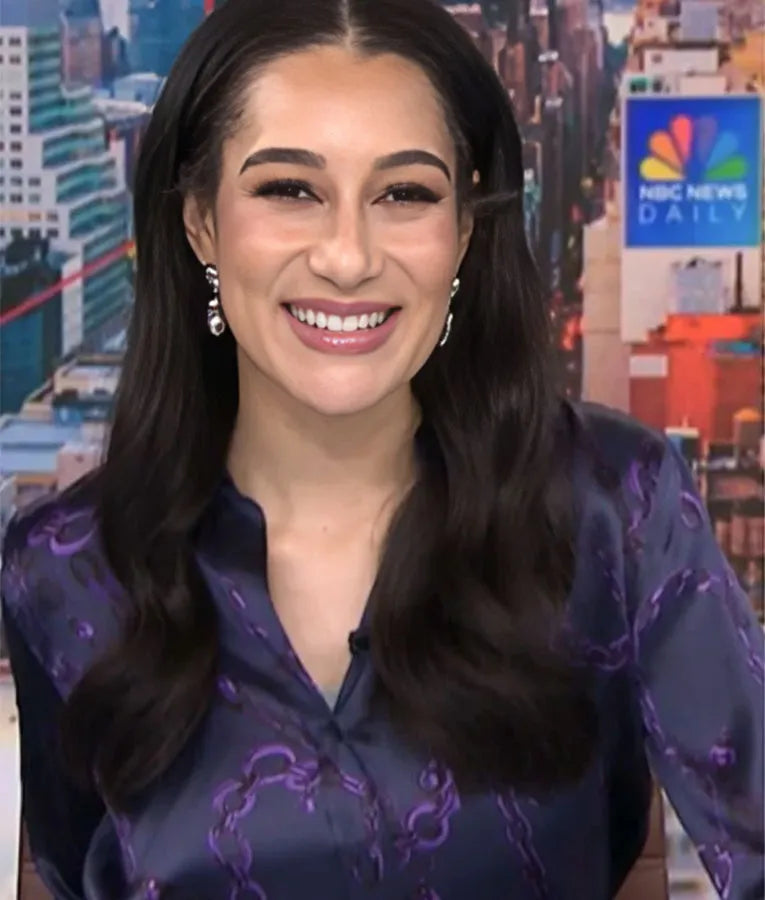 NBC News Daily Morgan Radford Chain Print Silk Shirt
