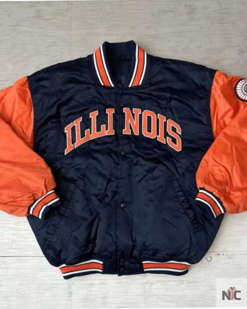 NCAA University Of Illinois Satin Jacket Clanton Jacket