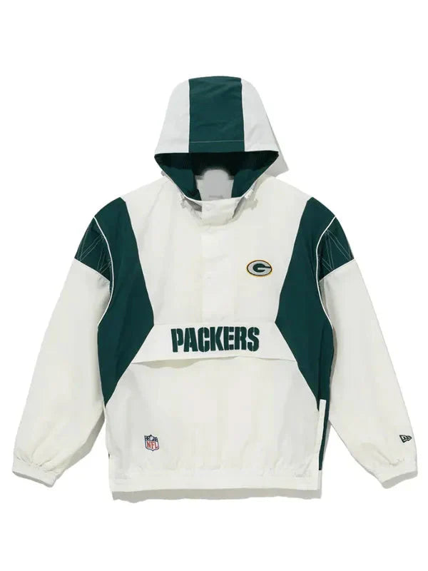 NFL Green Bay Packers Windbreaker White Anorak Jacket Clanton Jacket
