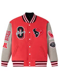 NFL Houston Texans Red Letterman Varsity Jacket WorthVee