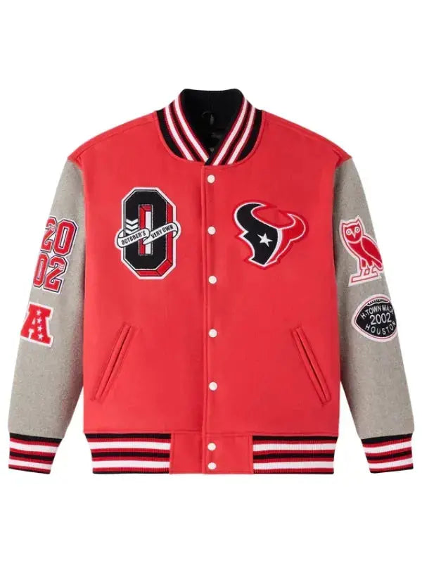 NFL Houston Texans Red Letterman Varsity Jacket WorthVee