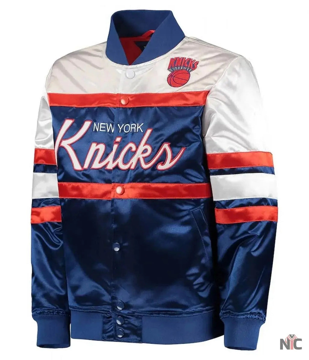 NY Knicks Hardwood Classics Blue White Jacket Clanton Jacket