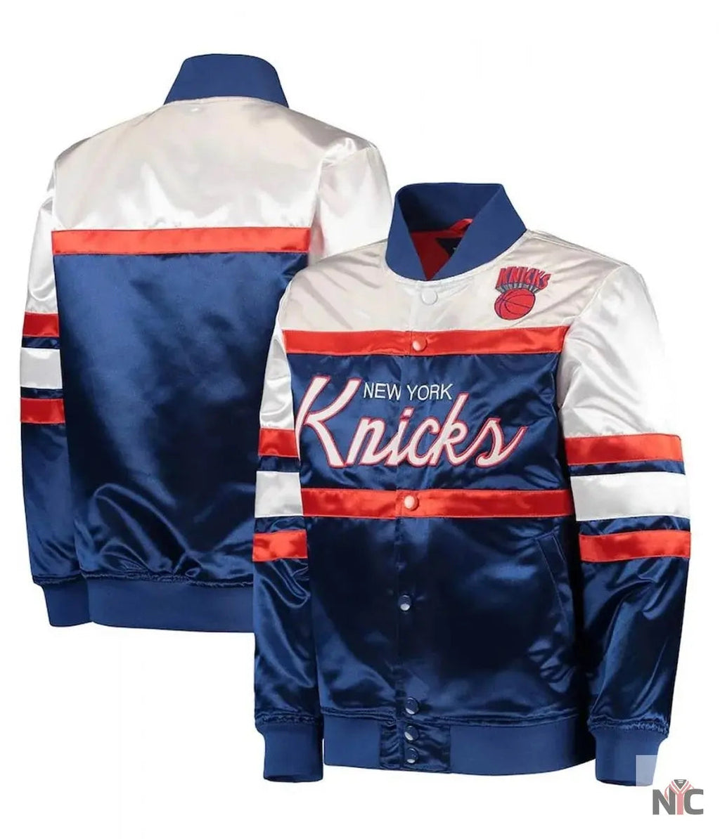NY Knicks Hardwood Classics Blue White Jacket Clanton Jacket