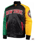 NY Knicks Ty Mopkins Satin Full-Snap Black and Red Jacket Clanton Jacket