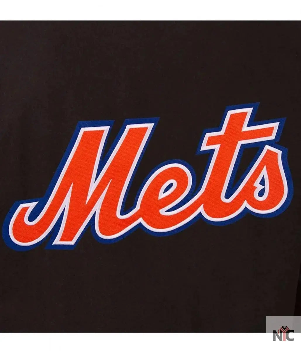 NY Mets Black Wool & Leather Jacket Clanton Jacket