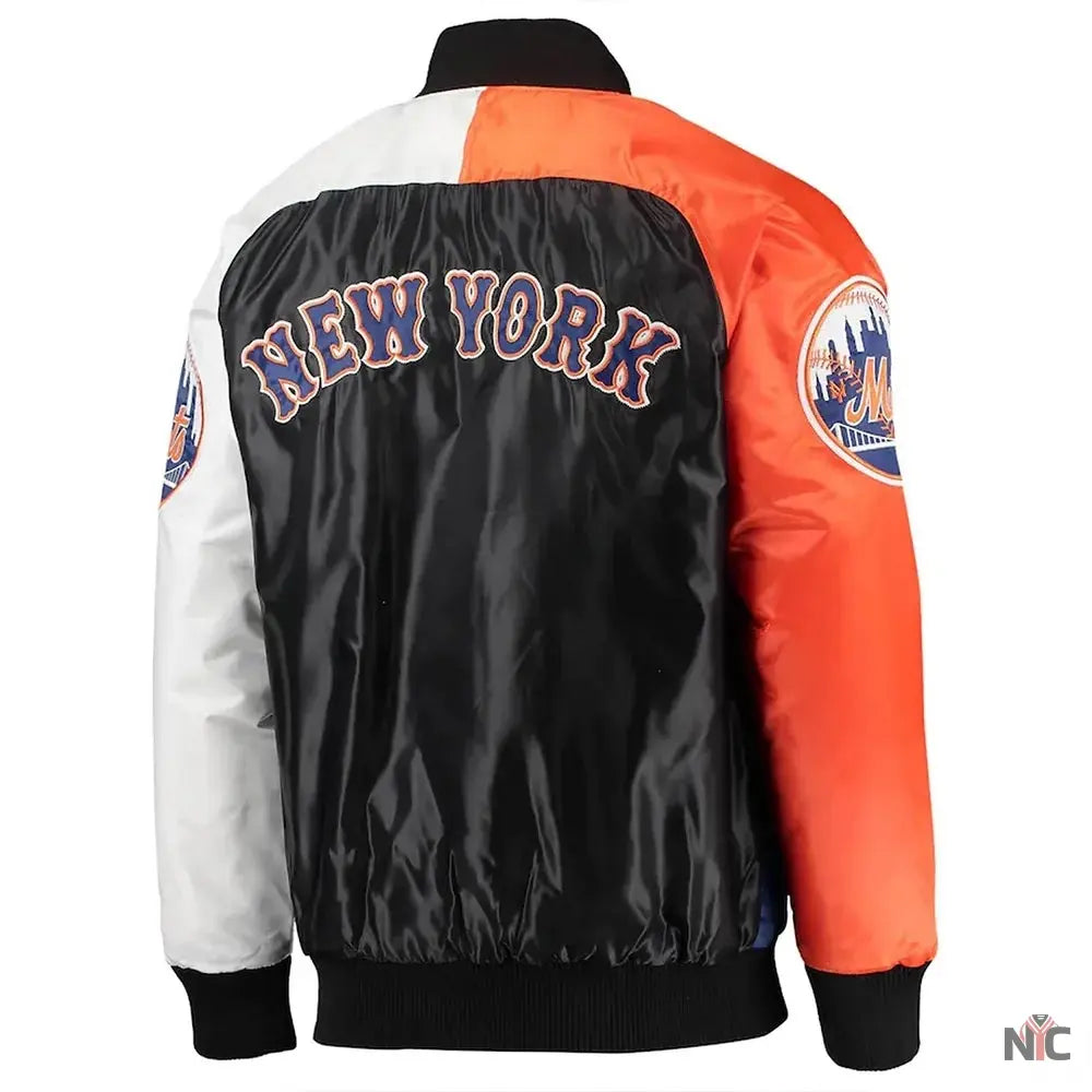 NY Mets Raglan Full-Snap Satin Jacket Clanton Jacket