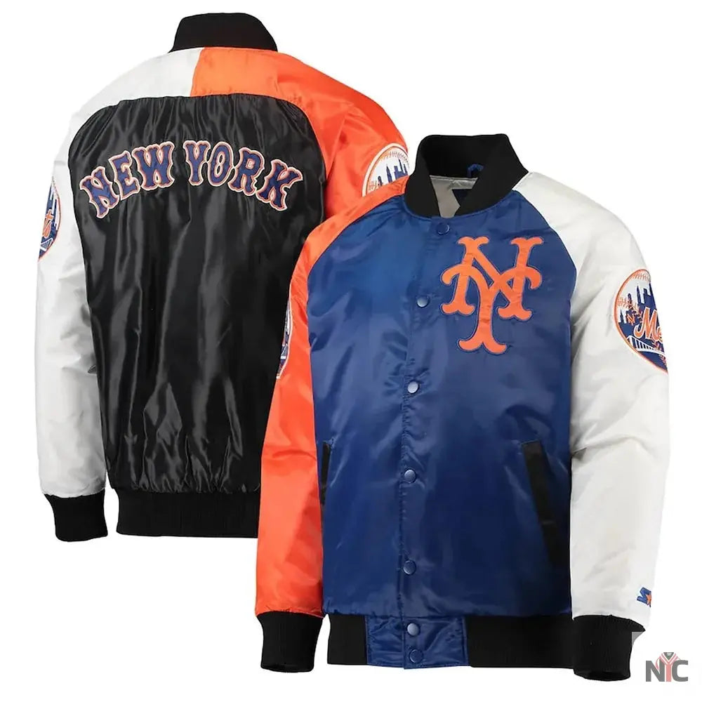 NY Mets Raglan Full-Snap Satin Jacket Clanton Jacket