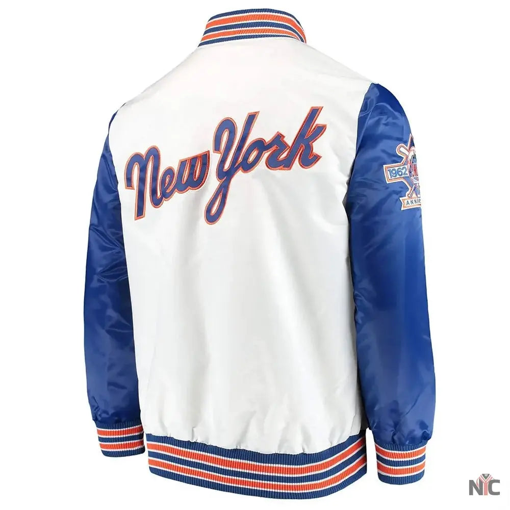 NY Mets The Legend Blue and White Satin Jacket Clanton Jacket