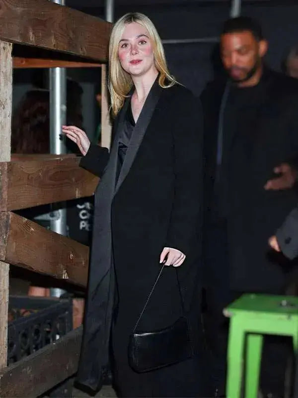 NYC Elle Fanning Black Wool Coat WorthVee