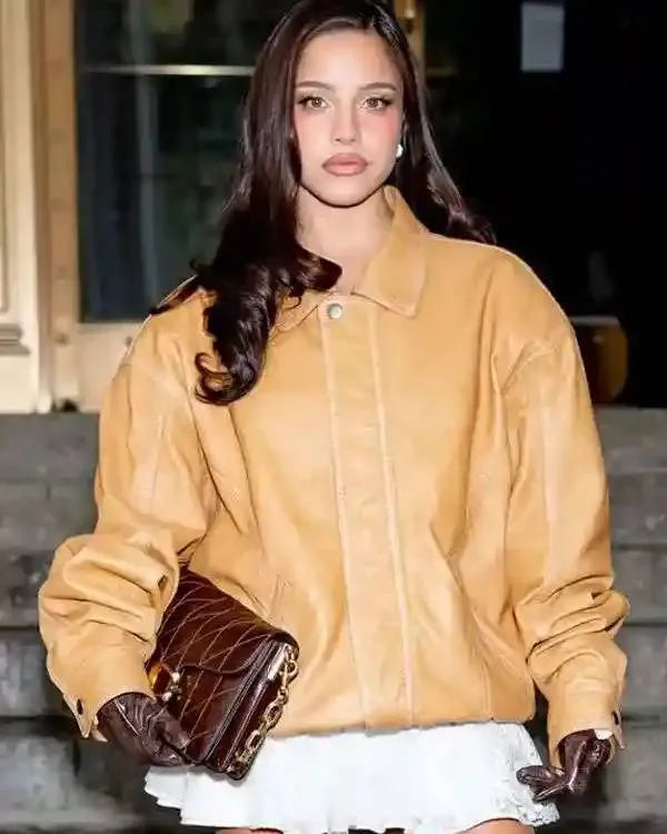 NYFW 2026 Emilia Mernes Brown Leather Jacket