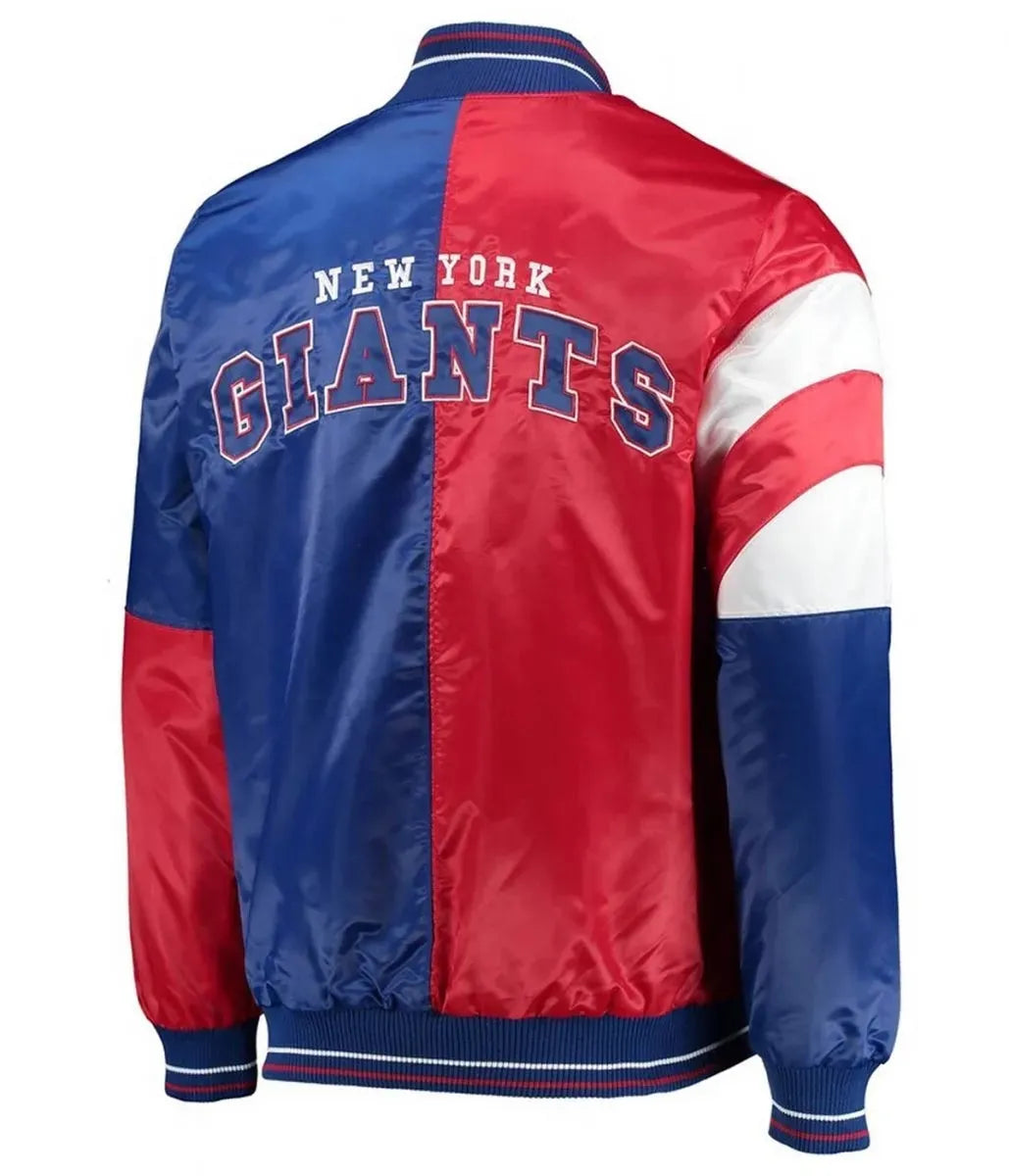 NY Giants Leader Red and Blue Satin Varsity Jacket