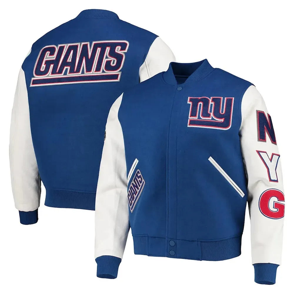NY Giants Logo Varsity White Royal Jacket