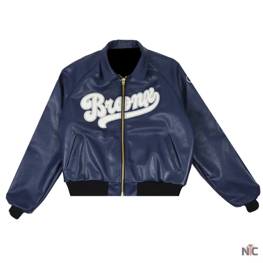 Navy Blue Bronx Vanson Leather Jacket Clanton Jacket