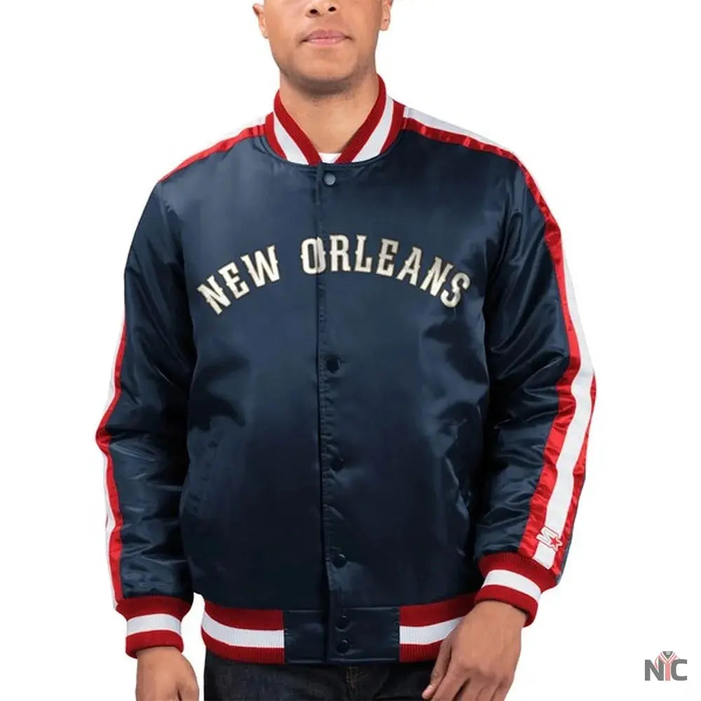 Navy The Offensive New Orleans Pelicans Satin Jacket Clanton Jacket