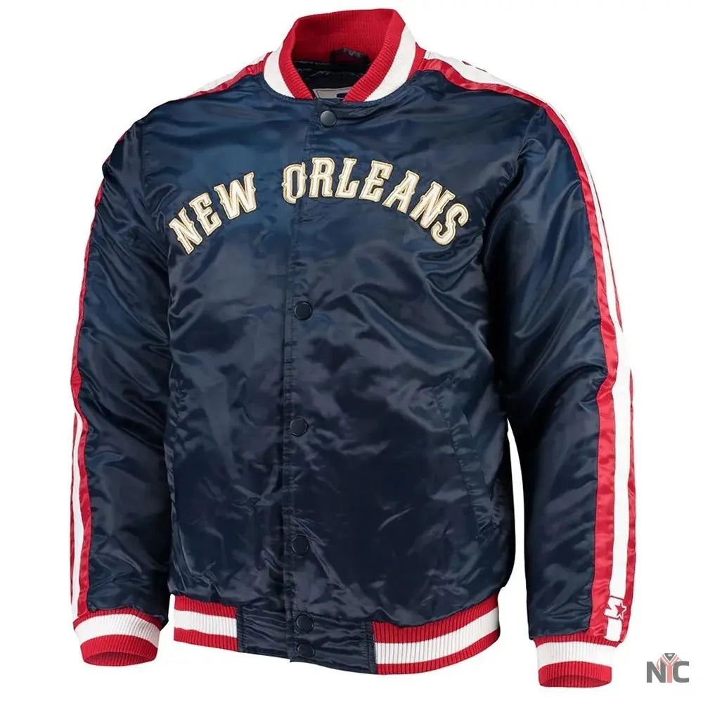 Navy The Offensive New Orleans Pelicans Satin Jacket Clanton Jacket