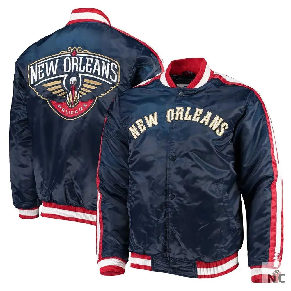 Navy The Offensive New Orleans Pelicans Satin Jacket Clanton Jacket