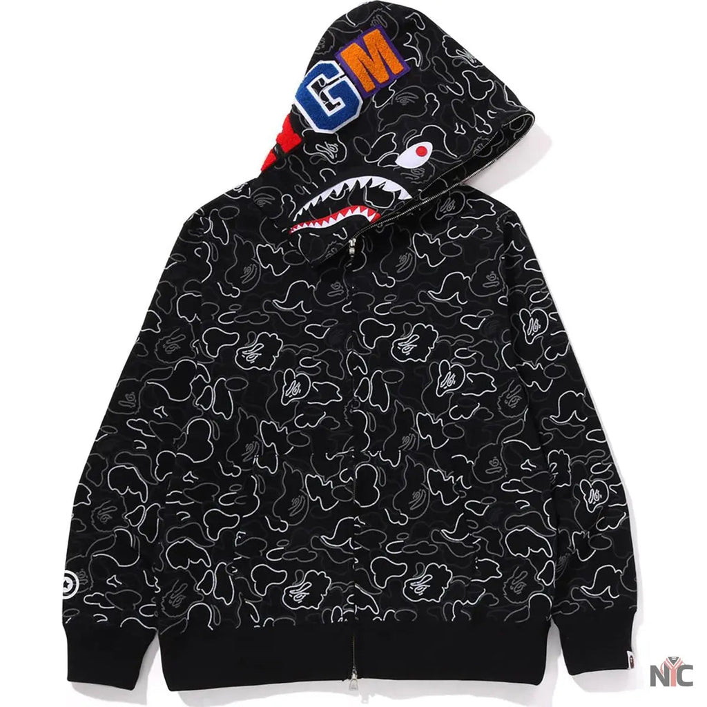 Neon Camo Shark Full Zip Hoodie Mens Clanton Jacket