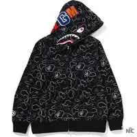 Neon Camo Shark Full Zip Hoodie Mens Clanton Jacket