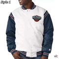 New Orleans Pelicans Renegade Varsity White Navy Jacket Clanton Jacket