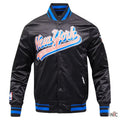 New York Knicks Script Tail Satin Varsity Jacket Clanton Jacket