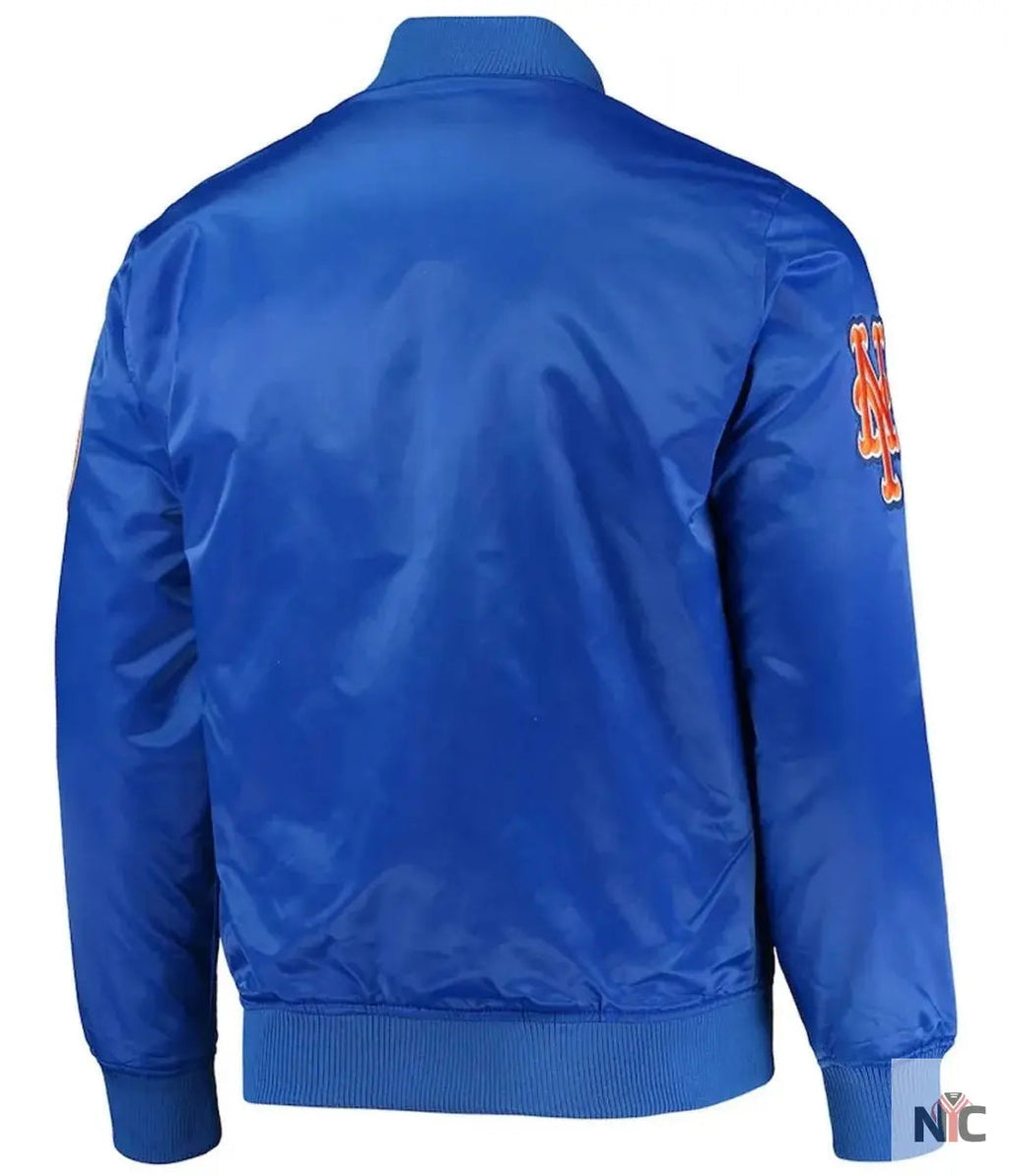 New York Mets Full-Snap Royal Blue Satin Jacket Clanton Jacket