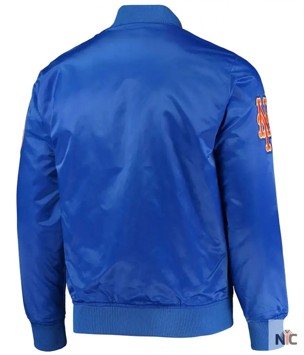 New York Mets Full-Snap Royal Blue Satin Jacket Clanton Jacket