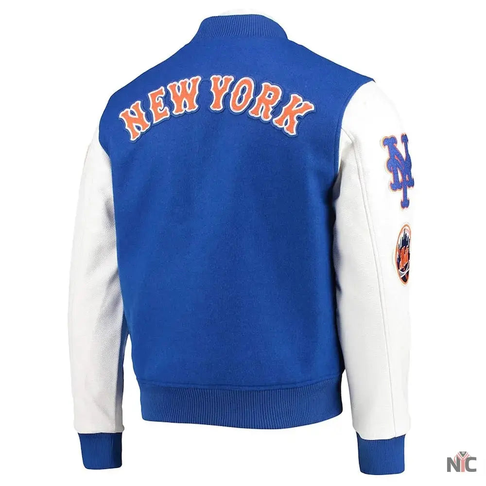 New York Mets Letterman Blue and White Jacket Clanton Jacket