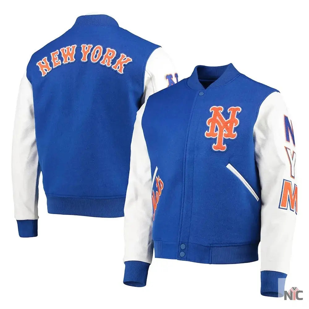 New York Mets Letterman Blue and White Jacket Clanton Jacket