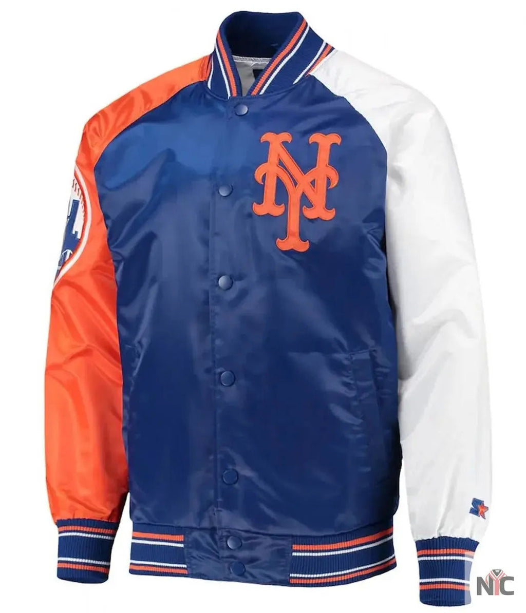 New York Mets Varsity Royal Satin Jacket Clanton Jacket