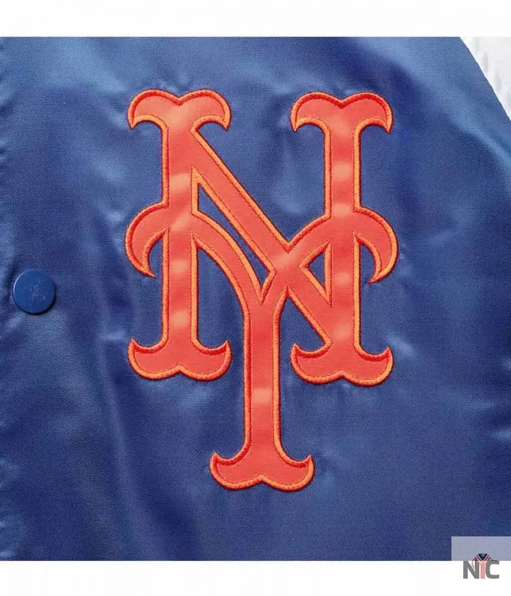 New York Mets Varsity Royal Satin Jacket Clanton Jacket