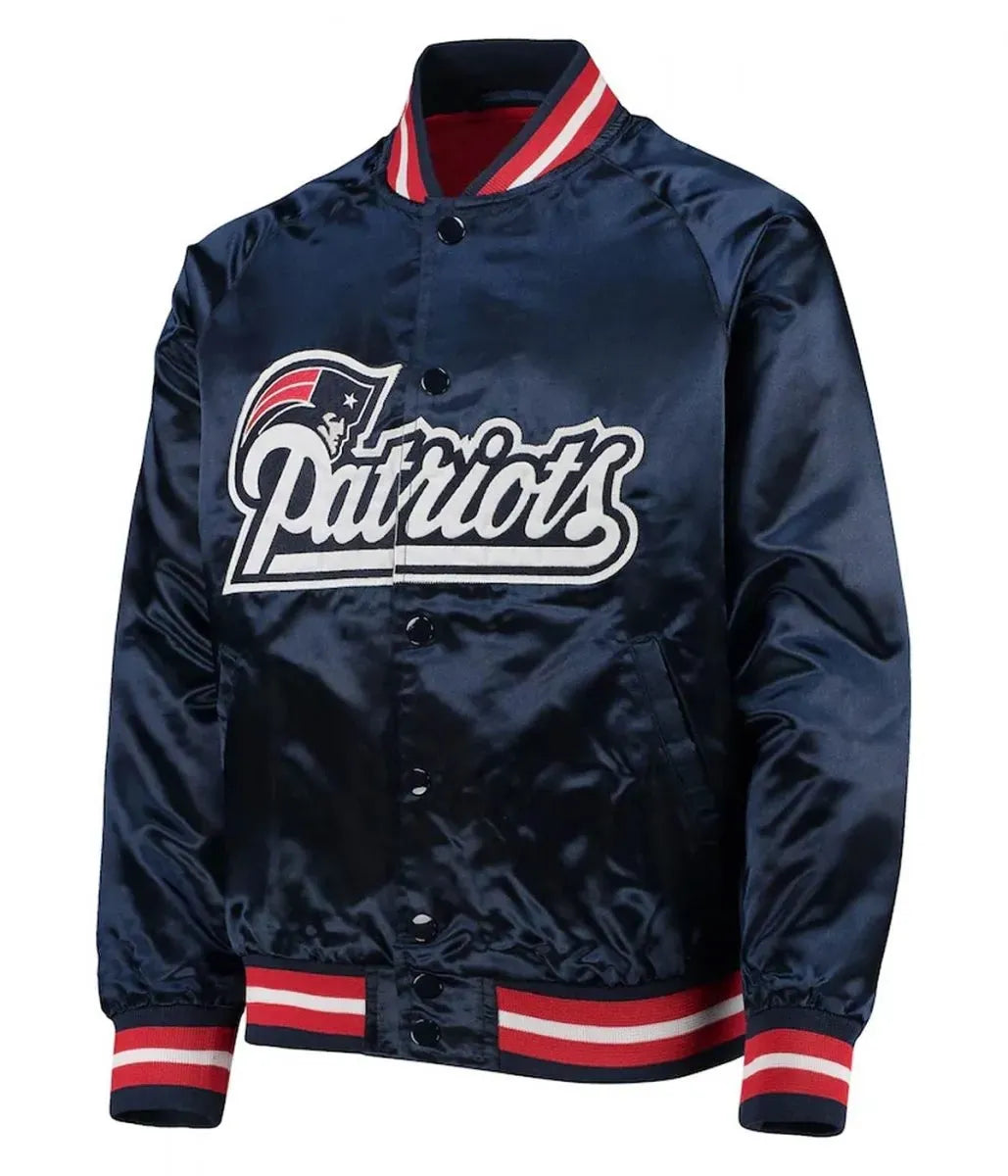 New England Patriots Raglan Full-Snap Satin Jacket