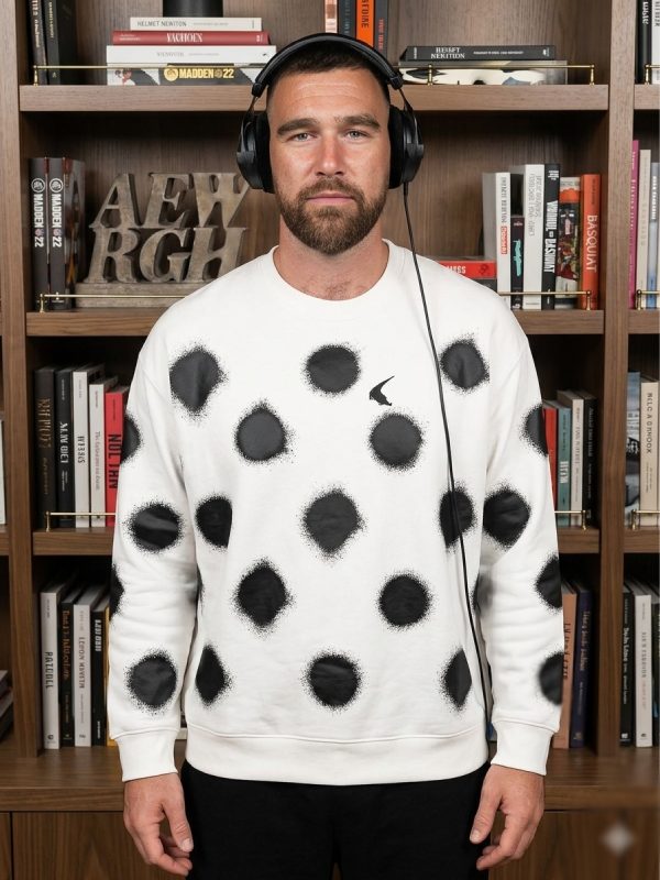 New Heights Podcast Travis Kelce White Spray Dot T-Shirt WorthVee