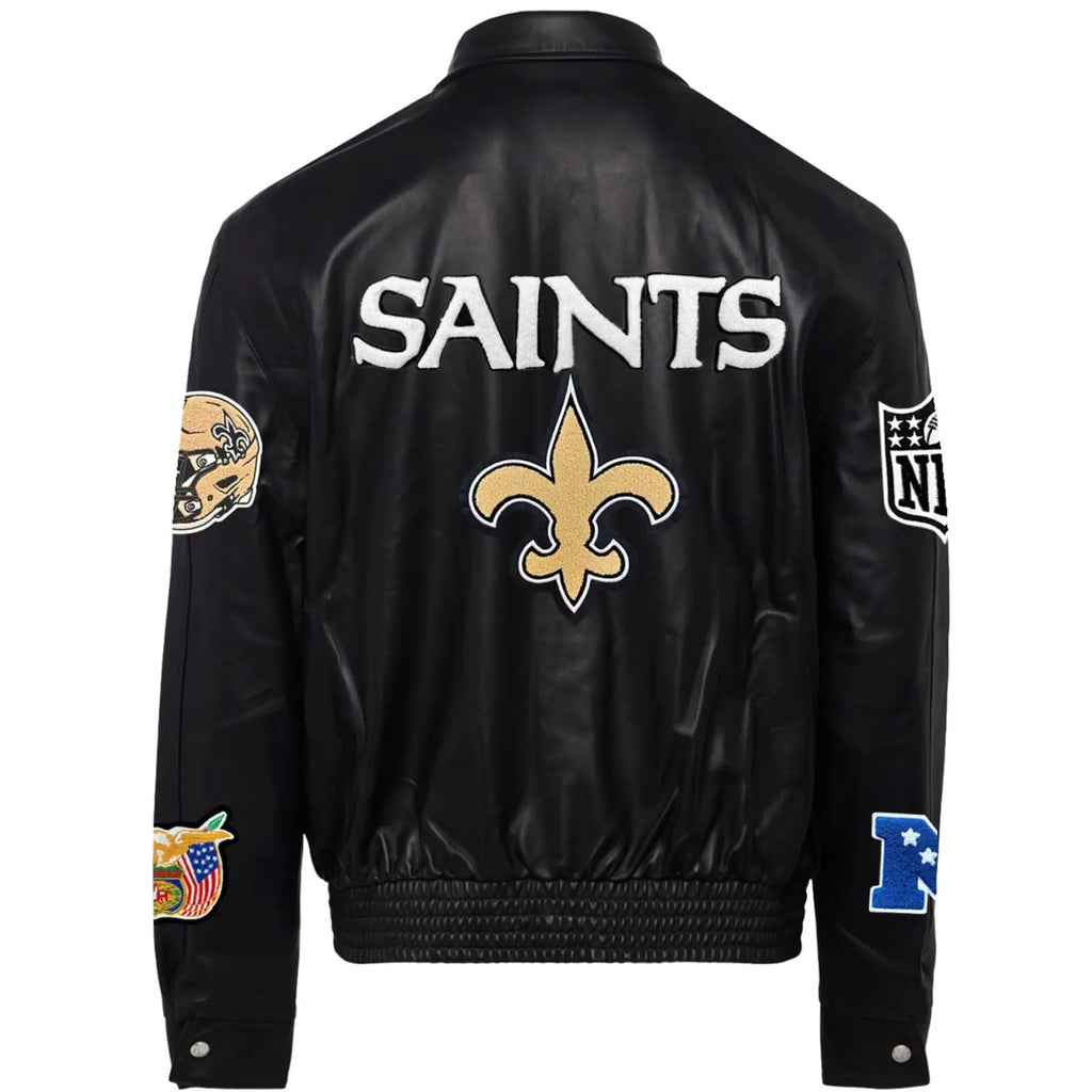 New Orleans Saints Jeff Hamilton Leather Varsity Jacket WorthVee