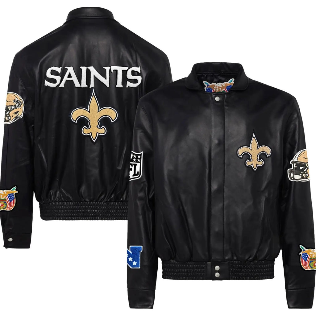 New Orleans Saints Jeff Hamilton Leather Varsity Jacket WorthVee