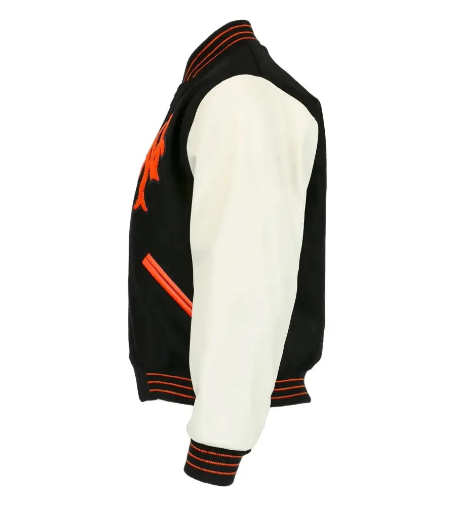 New York Giants 1951 Authentic Black Wool and Leather Jacket