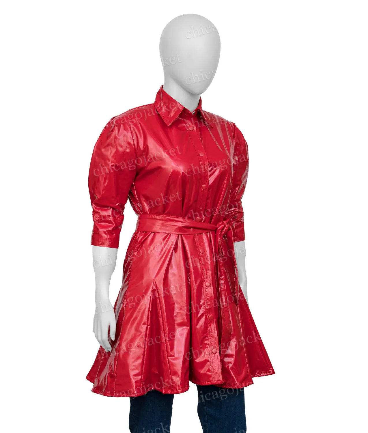 No Good Deed 2024 Linda Cardellini Red Leather Dress