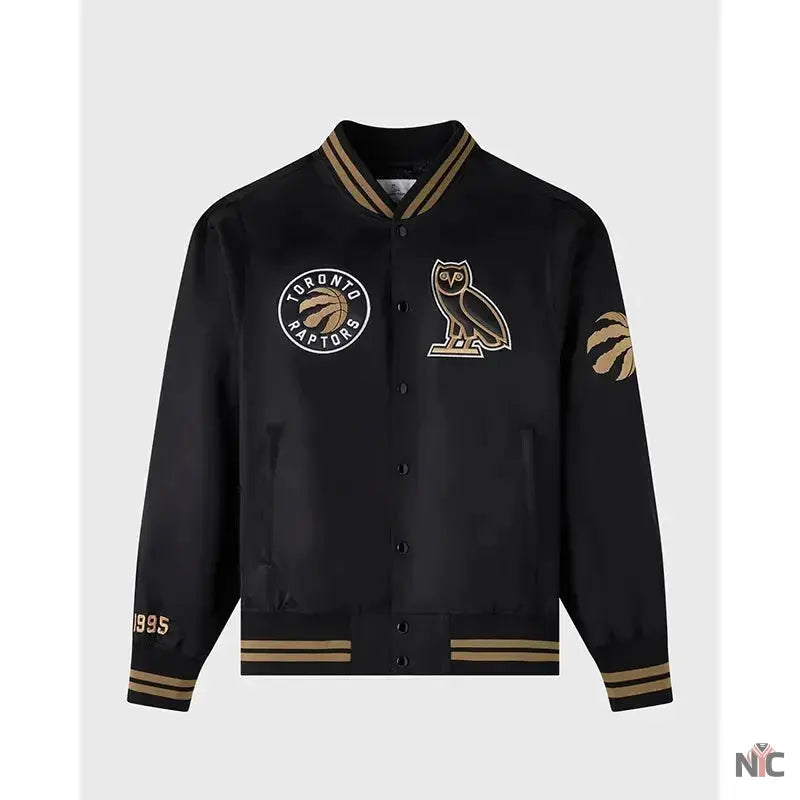OVO x NBA Toronto Raptorst Satin Varsity Jacket Clanton Jacket