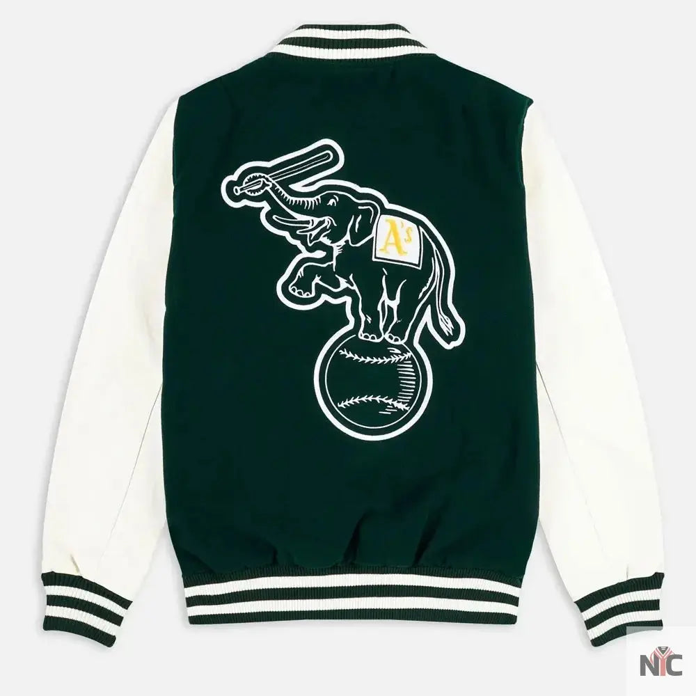 Oakland Athletics Green and White Varsity Jacket Clanton Jacket