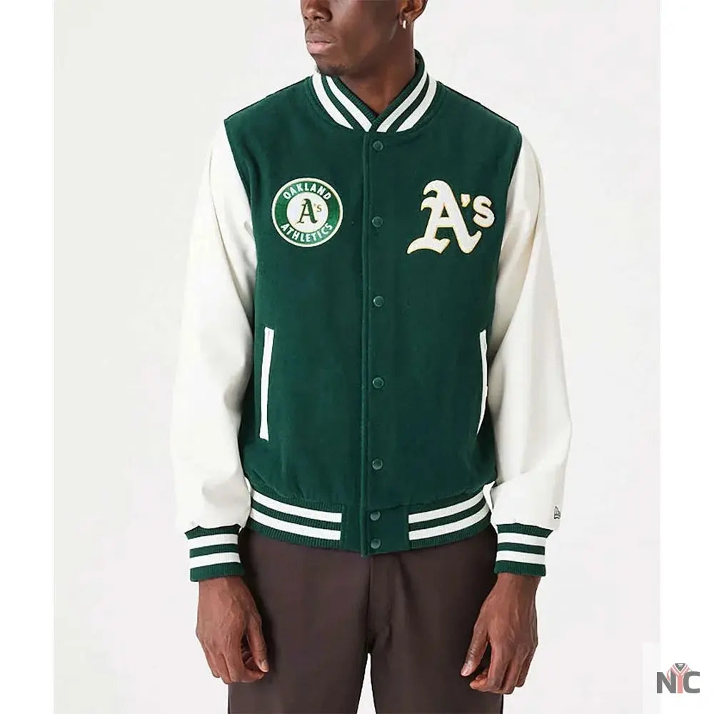 Oakland Athletics Green and White Varsity Jacket Clanton Jacket