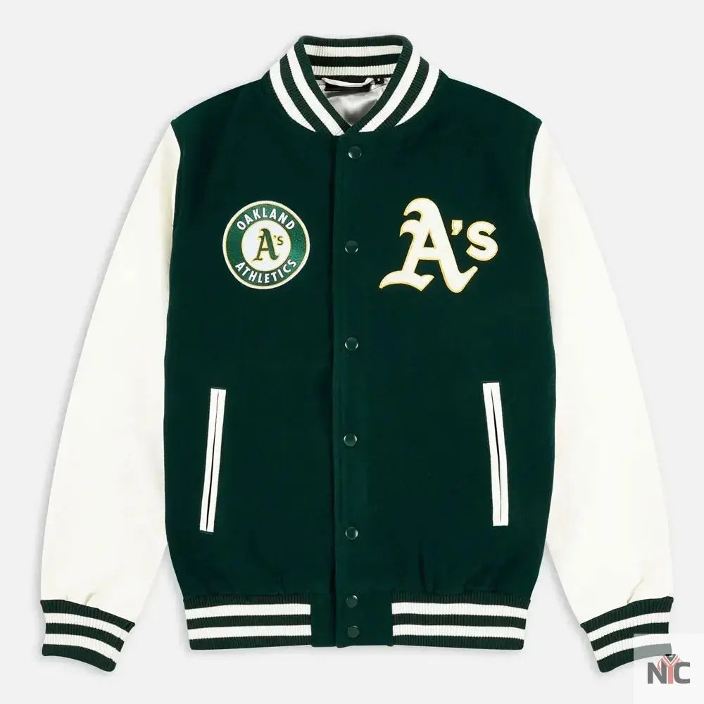 Oakland Athletics Green and White Varsity Jacket Clanton Jacket