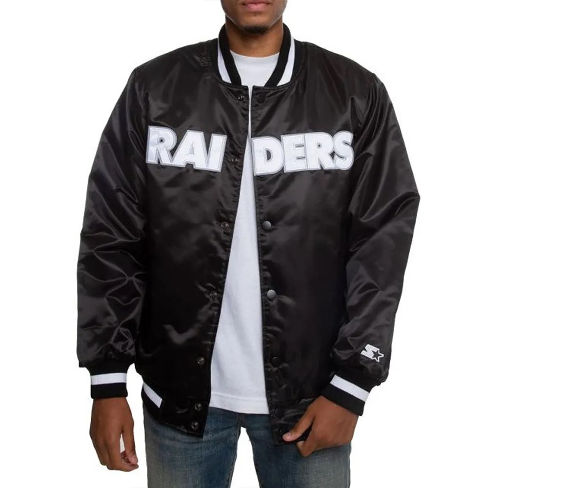 Oakland Raiders Satin Black and White Jacket WorthVee