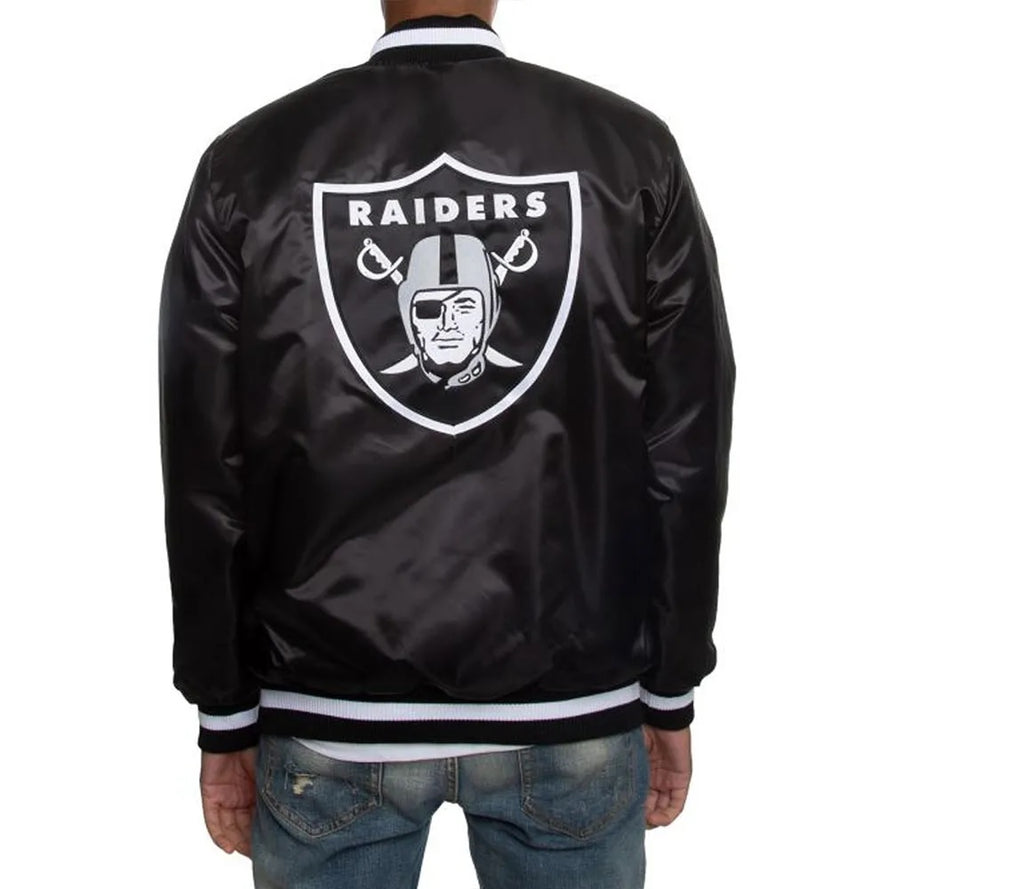 Oakland Raiders Satin Black and White Jacket WorthVee