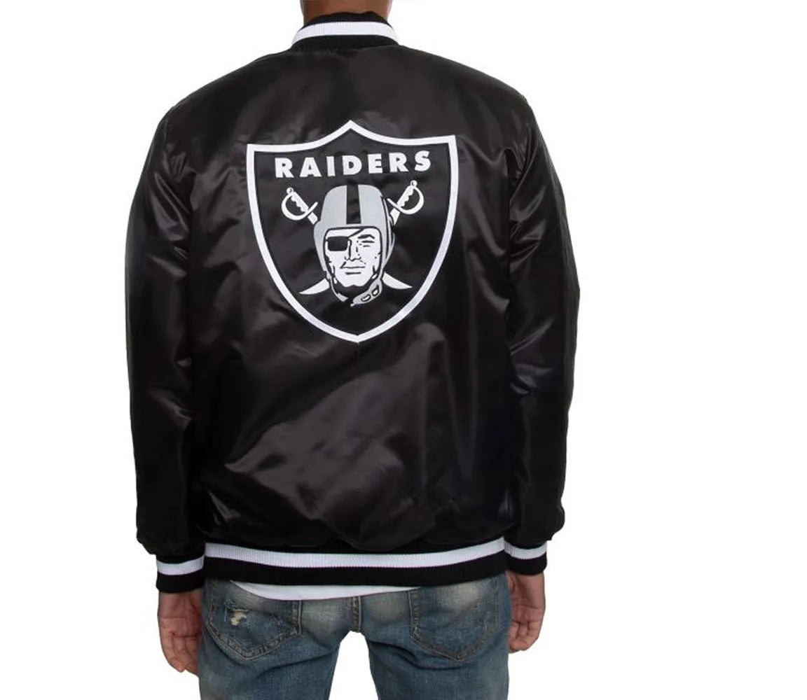 Oakland Raiders Satin Black and White Jacket WorthVee